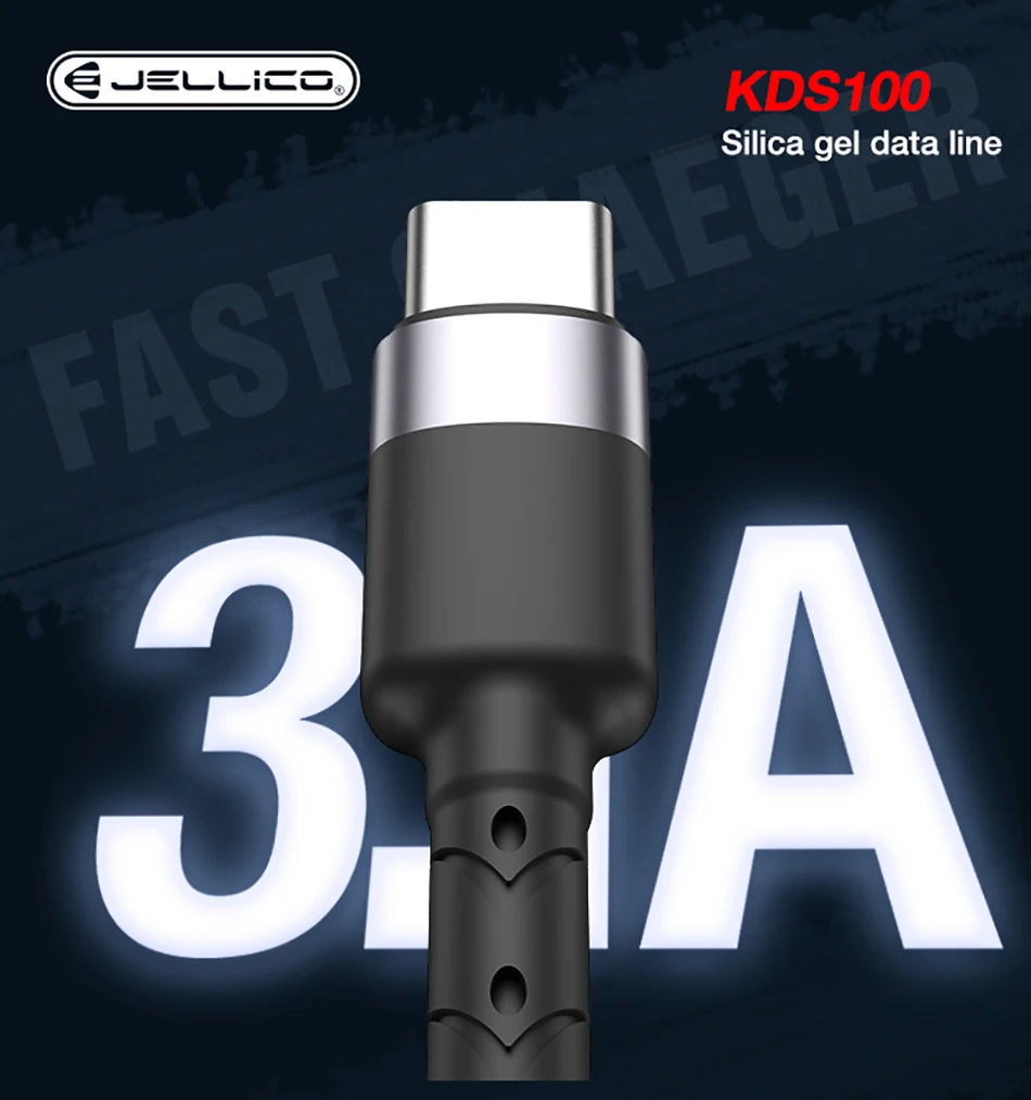 Jellico usb type C кабель 3.1A супер зарядка USB C провод samsung S10 huawei P30 Pro type-C мобильный телефон Android зарядный кабельный провод