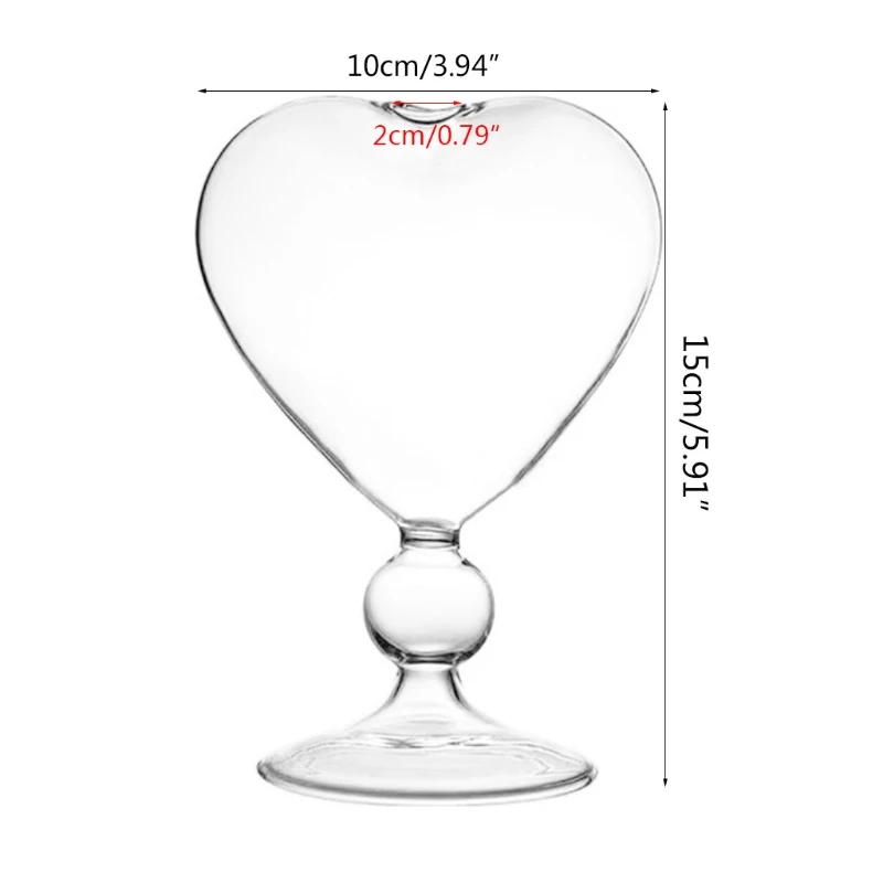 Heart Shape Glass Flower Pot Desktop Standing Vase Planter Container Home Decoration Wedding Party Decor 5