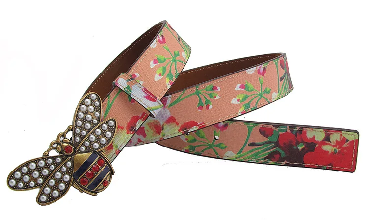 High Quality G Belts Bee Buckle Women Genuine Leather Waist Belts Cowhide Luxury Girdle Strap for Jeans Pants