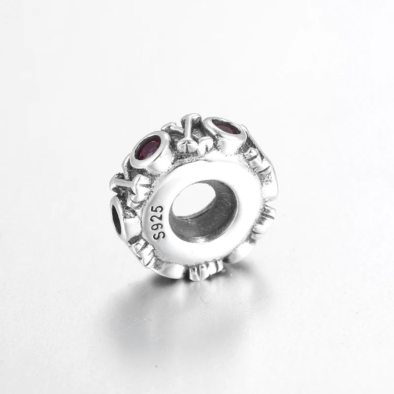 Новые поступления 925 пробы серебряный розовый CZ & Bones круглые тонкие бусины