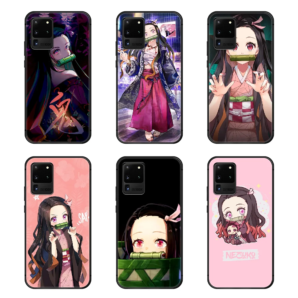 Demon Slayer Kamado Nezuko Phone Case Cover Hull For Samsung Galaxy S 6 7 8 9 10 e 20 edge uitra Note plus black back art | Мобильные