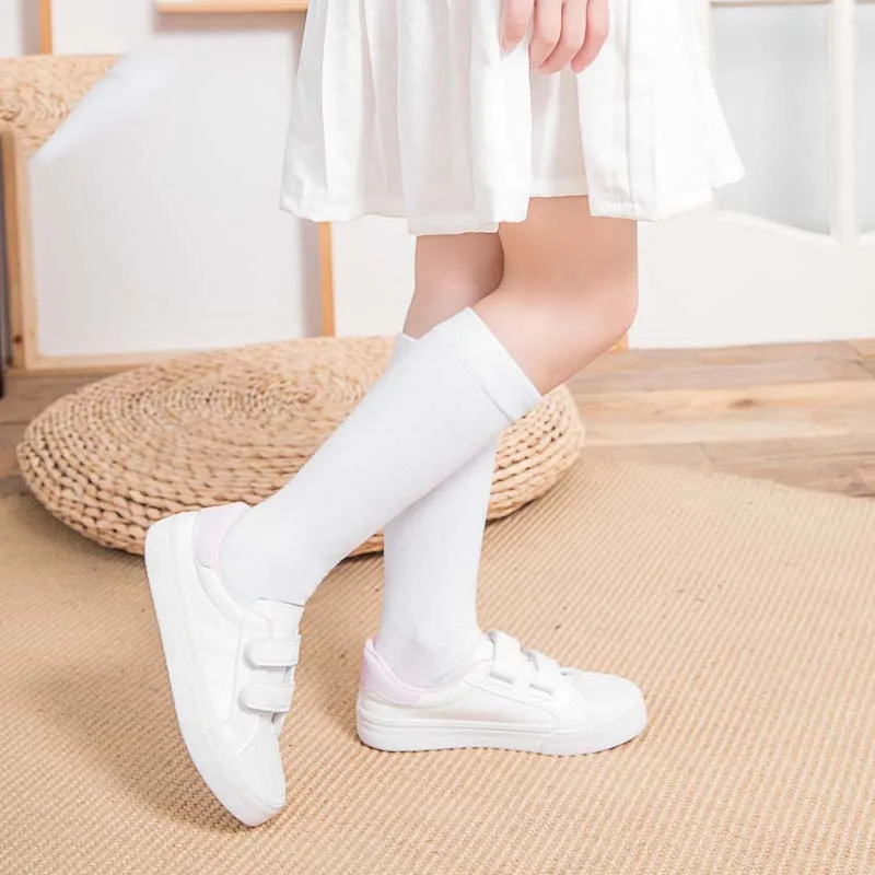 Гольфы детские длинные носки без пятки для мальчиков и девочек, для школьной формы, детские белые носки в стиле Харадзюку длинные школьные черные От 1 до 15 лет
