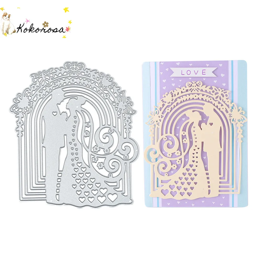  Kokorosa Craft Metal Cutting Die Bride and Groom Wedding Invitation for DIY Scrapbooking Paper Craf - 4000544095695