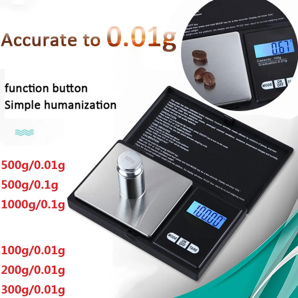 

DIDIHOU 1Pcs Precise Digital Kitchen Scale Pocket Scale with LCD Display for Food Medicine Jewelry Black