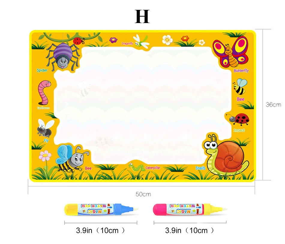Magic Water Painting Drawing Mat & 2 Pens Doodle Board Coloring Books for Kids Children Educational Toys 7