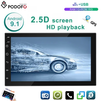 

Podofo Android 9.1 2 Din GPS Car Stereo Radio 7'' TFT Capacitive Touch Screen 1G+16G Car MP5 Player with WIFI GPS FM Features