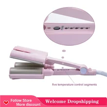 

Professional Hair Curling Iron Wand Hair Waver Beach Waves 3 Barrel Curling Iron With Heat Resistant Hair For Girls New Iron