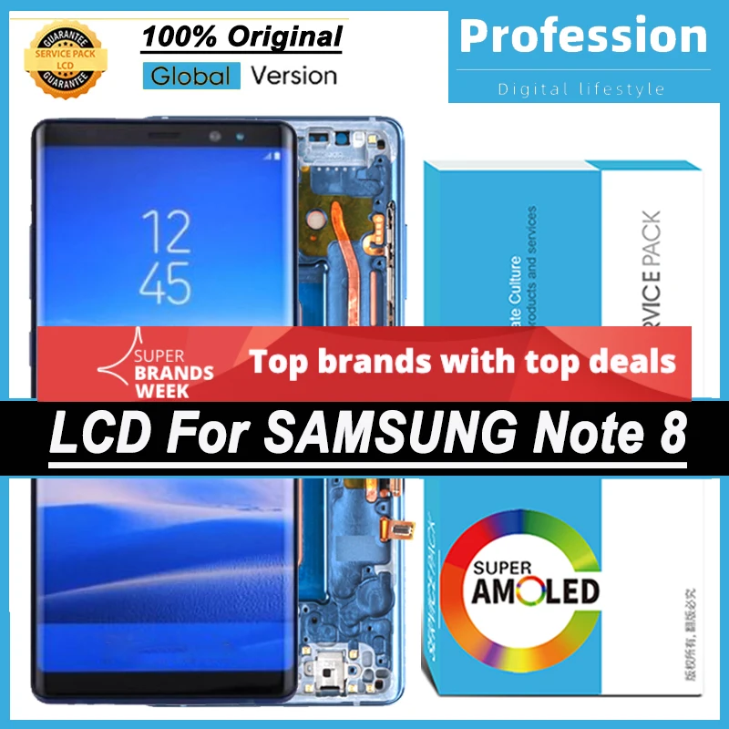 100% Оригинальный 6 3 ''дисплей с рамкой для Samsung Galaxy Note 8 N9500 N9500F ЖК сенсорный