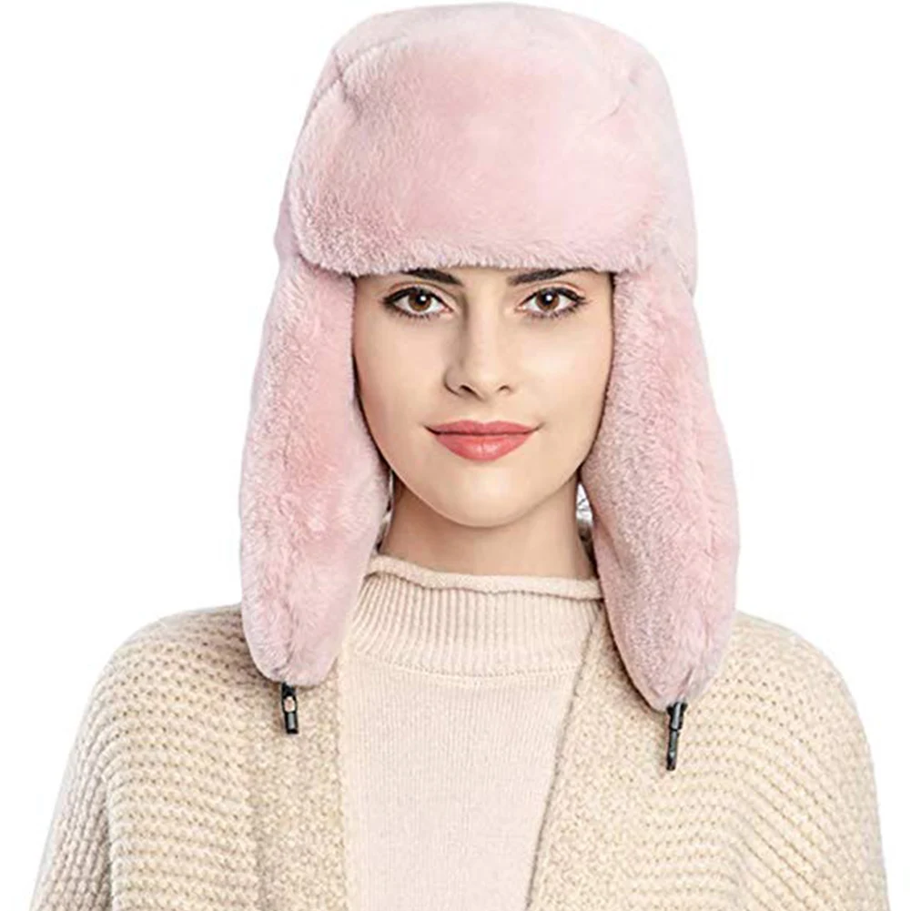 Women Winter Cap Earmuffs Dome Warm Outdoor Camping Windproof Practical Multifunctional Hiking Plush Skiing Multicolored - Цвет: Light Pink