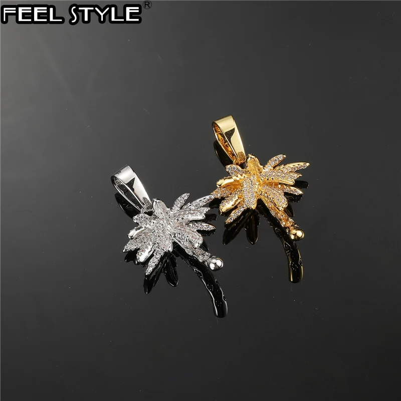 

Hip Hop Palm Tree Bling Cubic Zirconia Stones Necklaces & Pendants For Men Women Rapper Jewelry