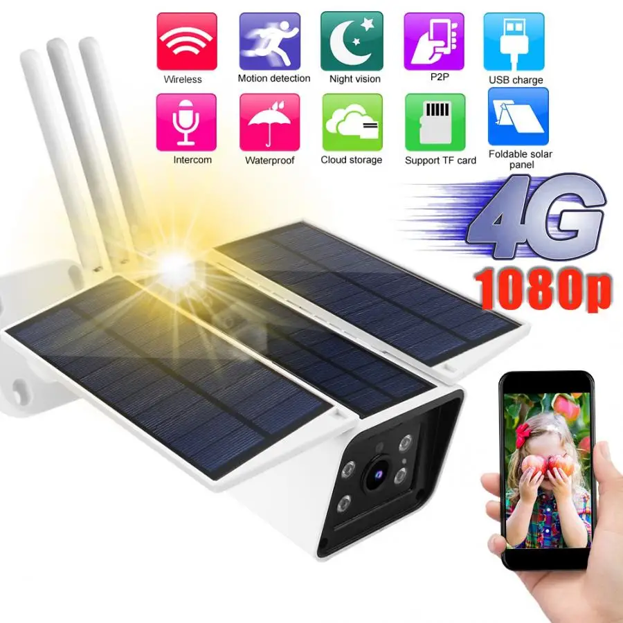 Наружная беспроводная Солнечная камера 4G 1080P HD с ночным видением