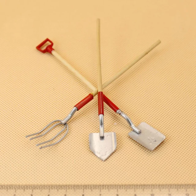3Pcs/Set Fine workmanship ideal choice Miniature Hoe Shovel Rake Dollhouse Garden Decoration Simulation Model New Arrival Mini 2