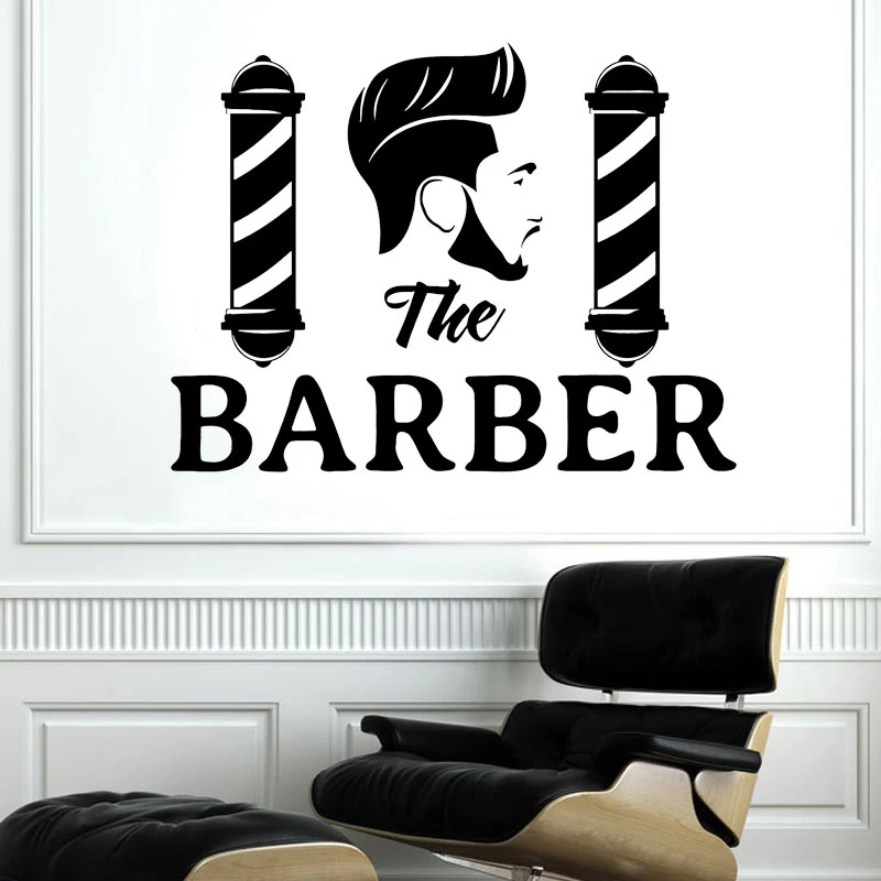Hair Style Boy Barber Shop Men's Haircut Wall Stickers Vinyl Decals  Barbershop Logo Removable Self adhesive Mural Wallpaper S158|Wall Stickers|  - AliExpress
