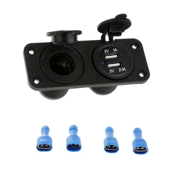 

Car Motorcycle RV Boat Cigarette Lighter Socket Dual USB Power Charger Ports