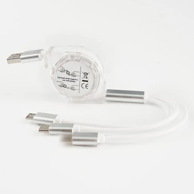 I M Multi 3 в 1 кабель для быстрой зарядки type C Micro USB разъем USB кабель для быстрой зарядки для IPhone X 8 7 6 для Android samsung Mi - Цвет: Белый