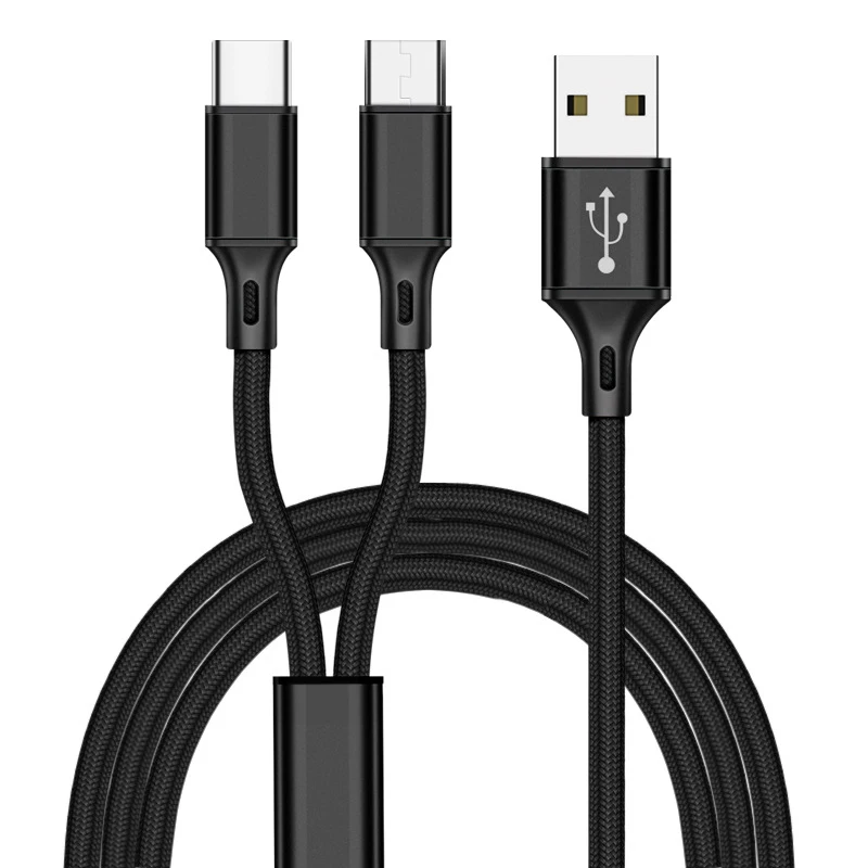 2 в 1 быстрая зарядка данных Micro usb type C кабель USB для huawei P20 P30 mate samsung S9 S10+ Xiaomi Зарядка для телефона планшета