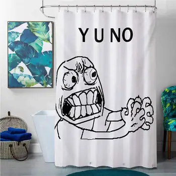

Shower Curtains Nature Theme Humor,Mascot Rage Guy Meme Face Figure with Big Eyes Full of Anger Hipster Smile Art,Black and