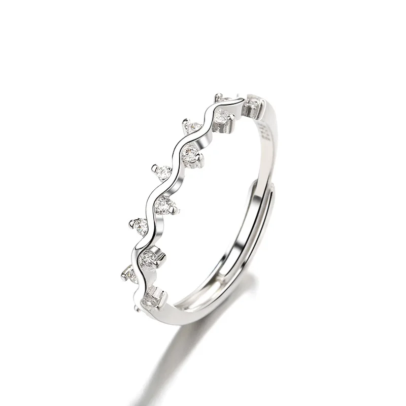 

Todorova Fashion Wedding Jewelry Ladies Simple Curve Wave Zircon Ring Thin Geometric Finger Rings for Women anillos bague Gift