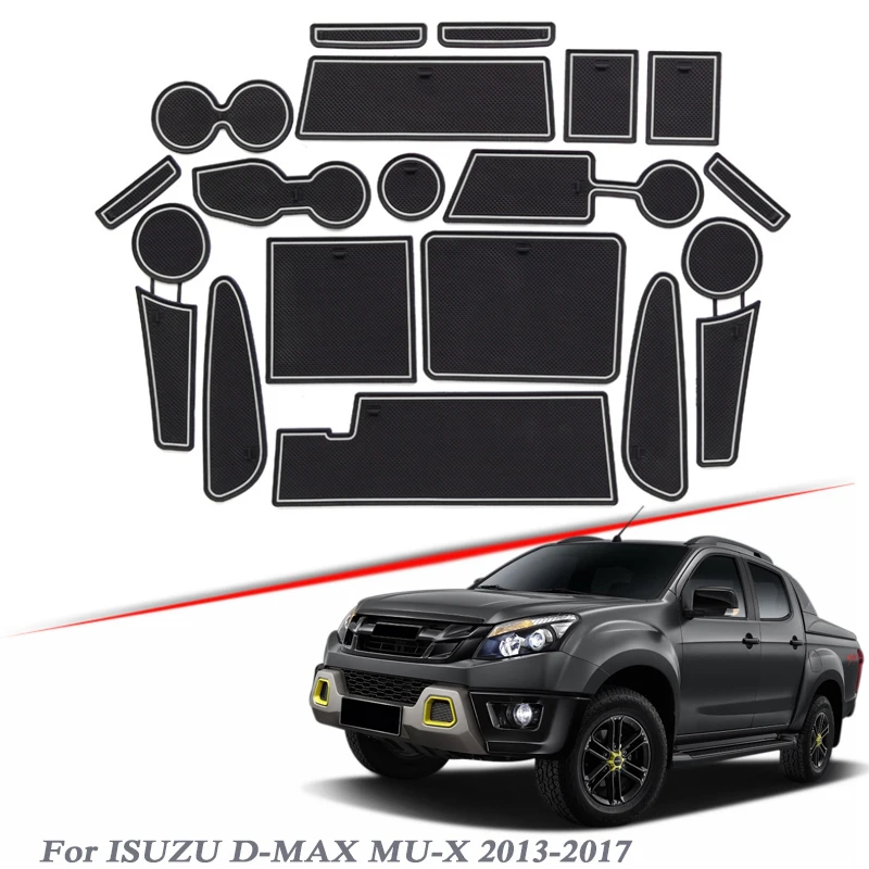 

18pcs Car Styling For ISUZU D-MAX MU-X 2013-2017 Latex Gate slot pad Interior Door Groove Mat Non-slip dust Interior Accessory