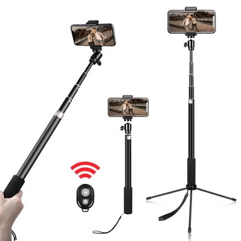 

158cm Portable Tripod For Phone 1/4 Screw Head Flexible Selfie Tripod Stand With Bluetooth Remote Control & Holder For Phone