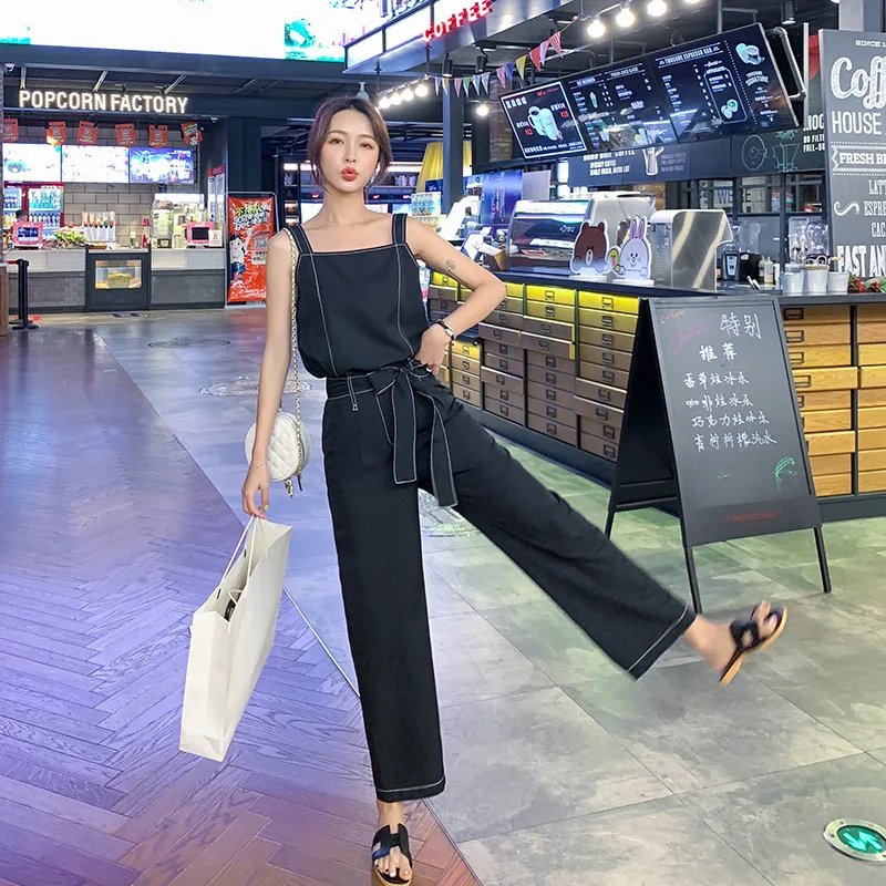 

2019 Online Celebrity Contrast Color Loose Pants Set French Non-mainstream Goddess-Style Trendy Two-Piece Set