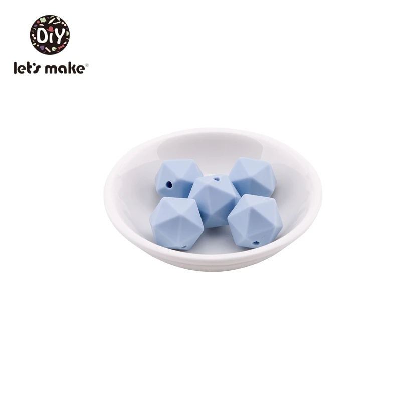 candy blue Let' s Make 50 шт. Детские Прорезыватели без бисфенола 14 мм Восьмиугольные бусины из кремния Diy браслет для кормления грудью игрушки для прорезывания зубов из пищевого сплава Силиконовые Бусины - Цвет: candy blue