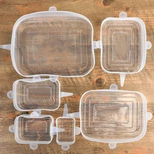 6 шт Силиконовые эластичные многоразовые крышки, пищевая обертка, миска, миска, тарелка, силиконовая крышка, универсальная крышка для фруктов, еды, свежий кухонный инструмент