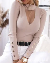 

Spot women's metal button long-sleeved shirt