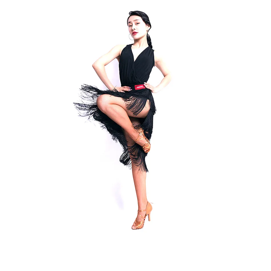 

Latin Dance Dress Women Sleeveless Tassel Dress for Ballroom Samba Tango Chacha Dancing Performamnce L9493