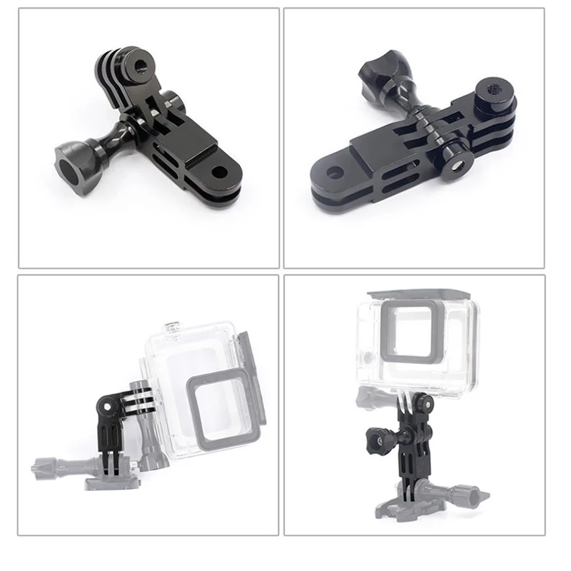 For Gopro 9 Accessories Aluminium Mount 3 Way Arm CNC 3-way Pivot Extension + Screw for Go Pro 8 7 6 Xiaomi Yi 4K Action Camera