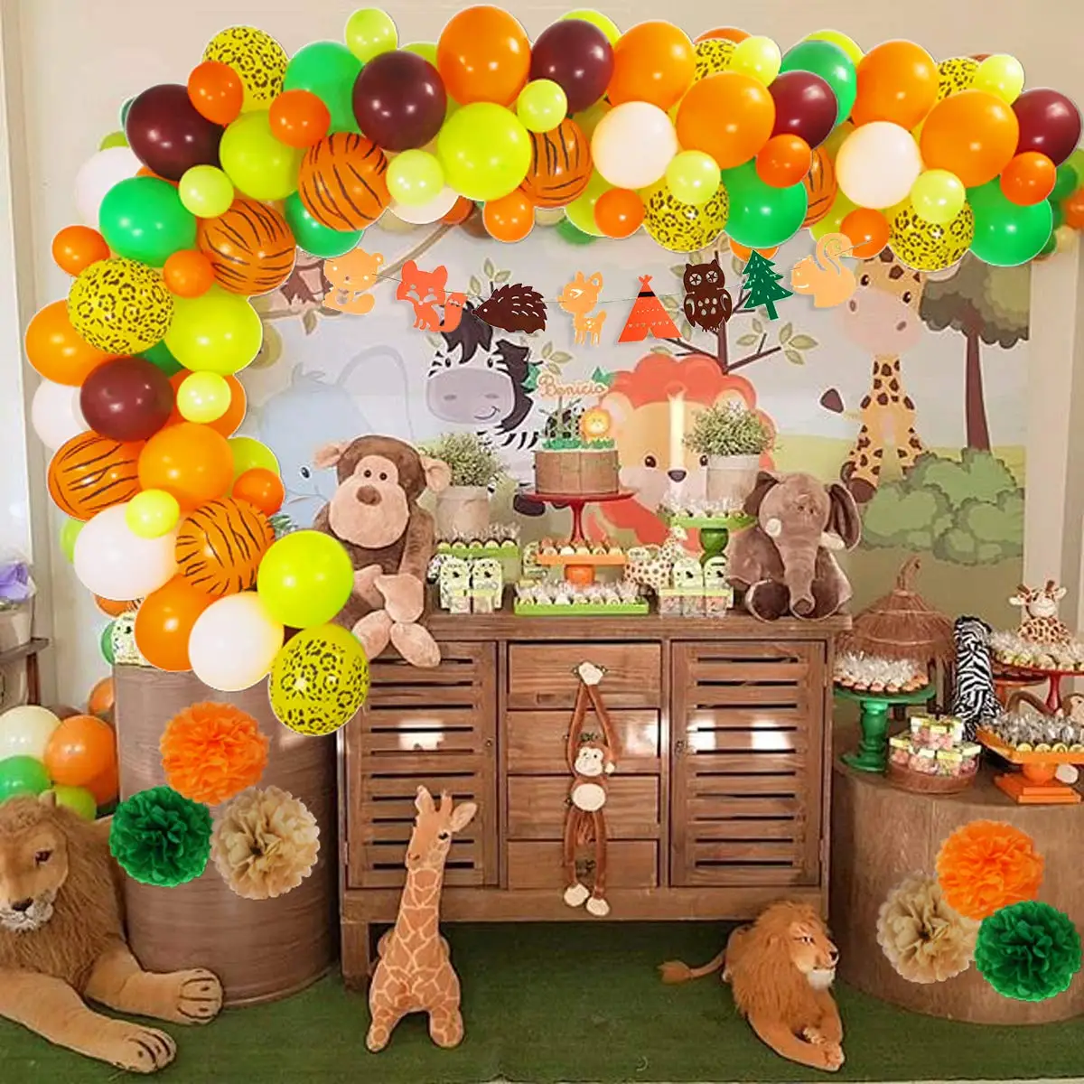 METABLE Woodland Animals вечерние шарики для декора комплект гирлянды 100 шт латексные шары Pom