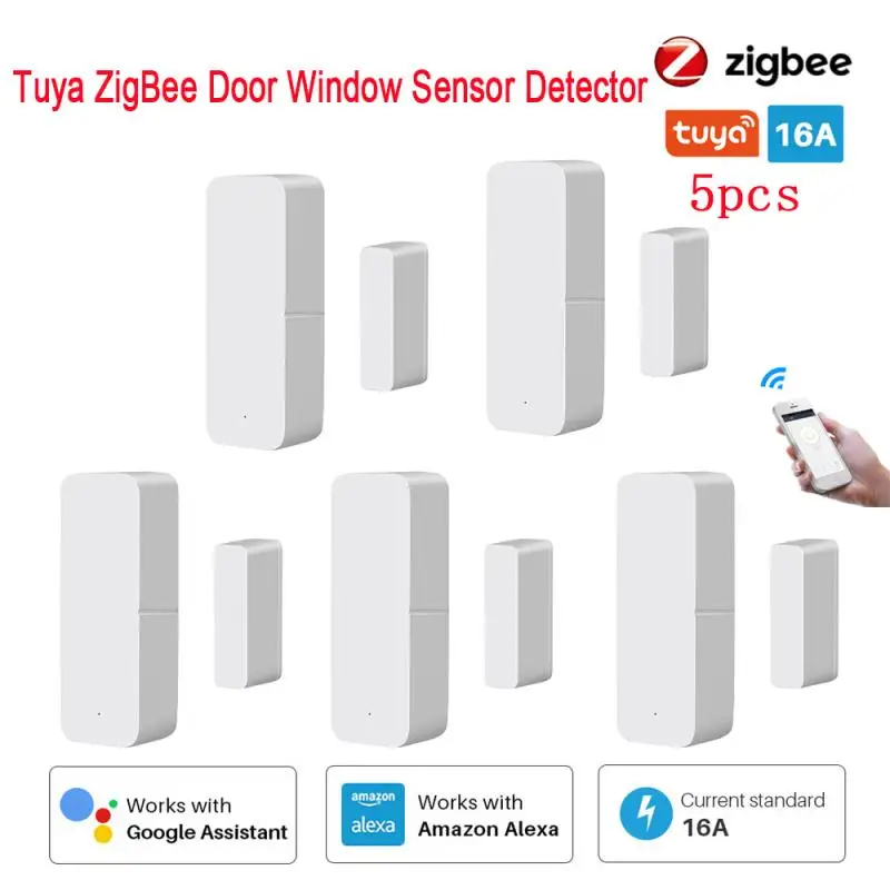 Смарт-датчик двери и окна Tuya Zigbee магнитная Беспроводная сигнализация для дверей