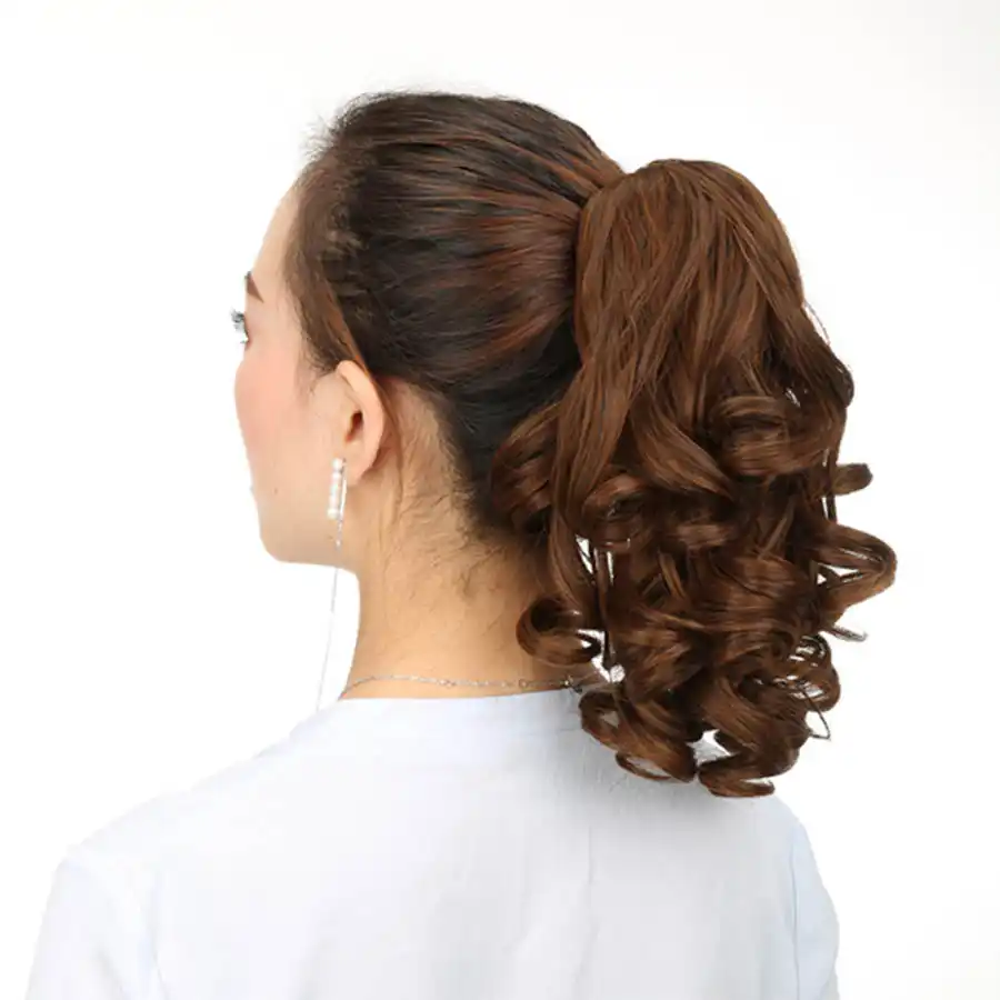 Retro Wig Women S Lace Up Small Roll Multi Roll Ponytail Fake Hair