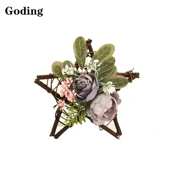 

Mini Artificial Flower Rattan Circle/Creative Five-Pointed Star Christmas Wreath/Window Rattan Christmas Tree Pendant/XMAS Decor
