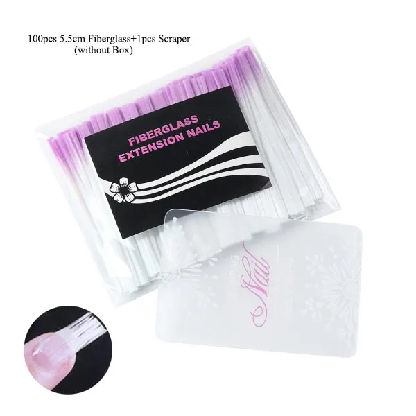 100pcs bag Наращивание ногтей из стекловолокна для создания УФ-геля для французского маникюра, акриловые формы для ногтей из стекловолокна, аксессуары для салонных инструментов CH1013 - Цвет: 100pcs bag