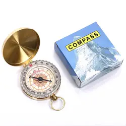 Туристический компас для кемпинга со светящимися карманными часами из чистой меди, раскладушка, компас, портативная наружная