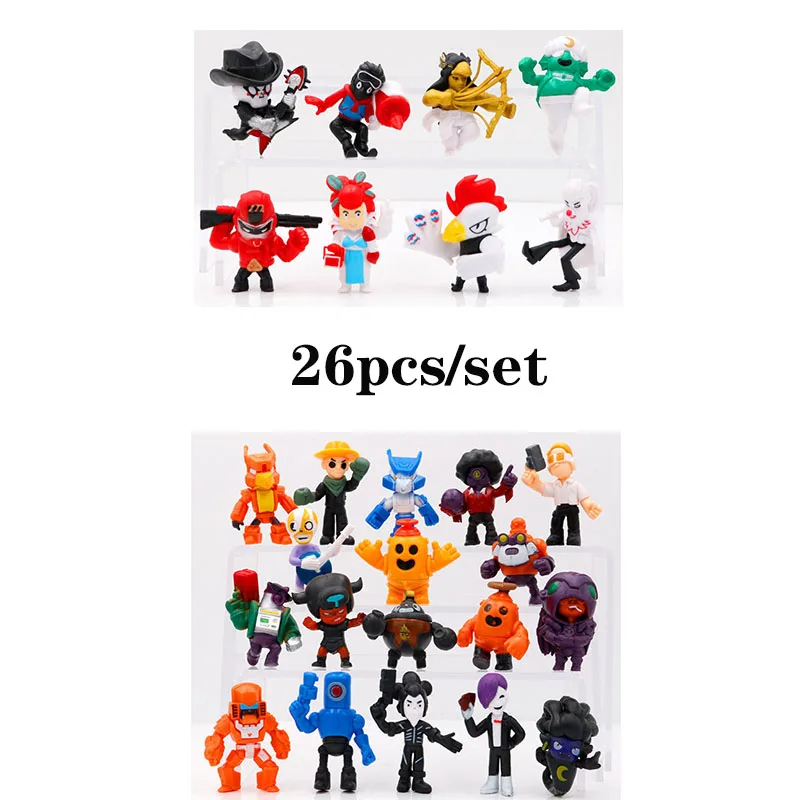 Brawls фигурка героя из мультфильма модель Спайк Шелли Кольт Леон Примо мортис кукла год Рождество игрушка подарок для мальчика девочки дети - Цвет: 26pcs