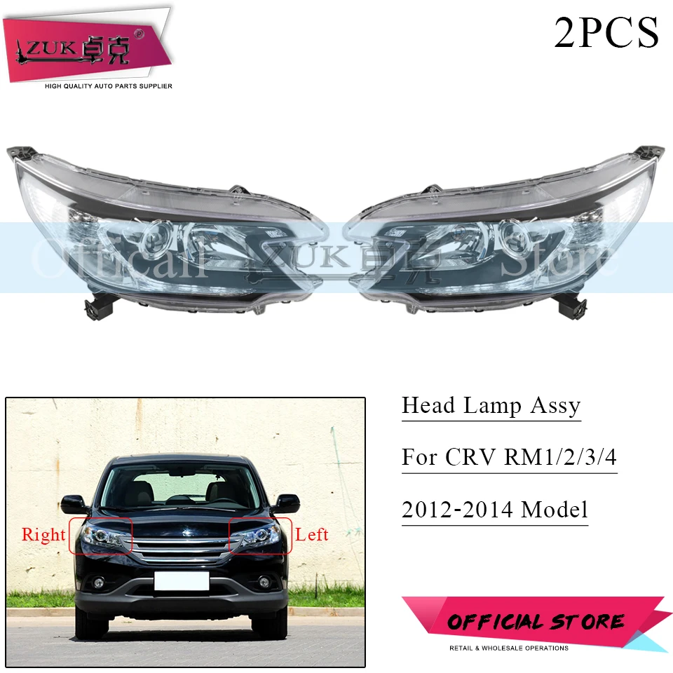 ZUK 2PCS AUTO Halogen HID Head Light Head Lamp Assy For HONDA CRV 2012