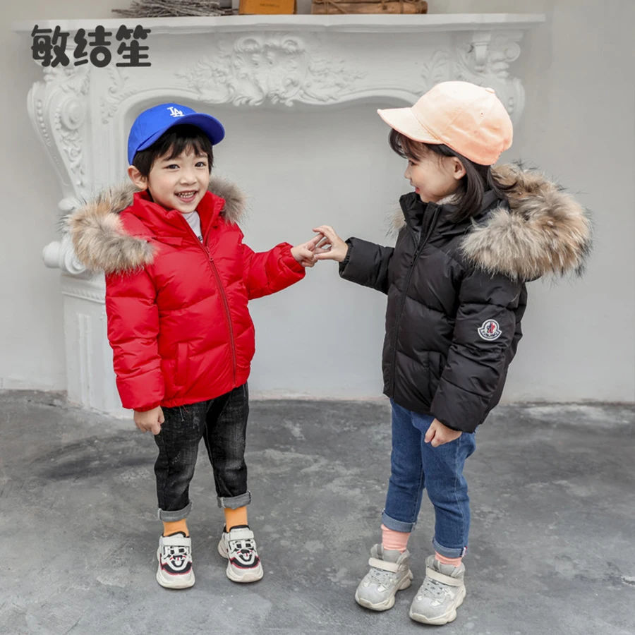 Winter Baby Jacket For Girls Boys Down Jacket Kids Warm Fur collar Hooded Outerwear Coat Children Clothes 4 6 8 10 11 Years