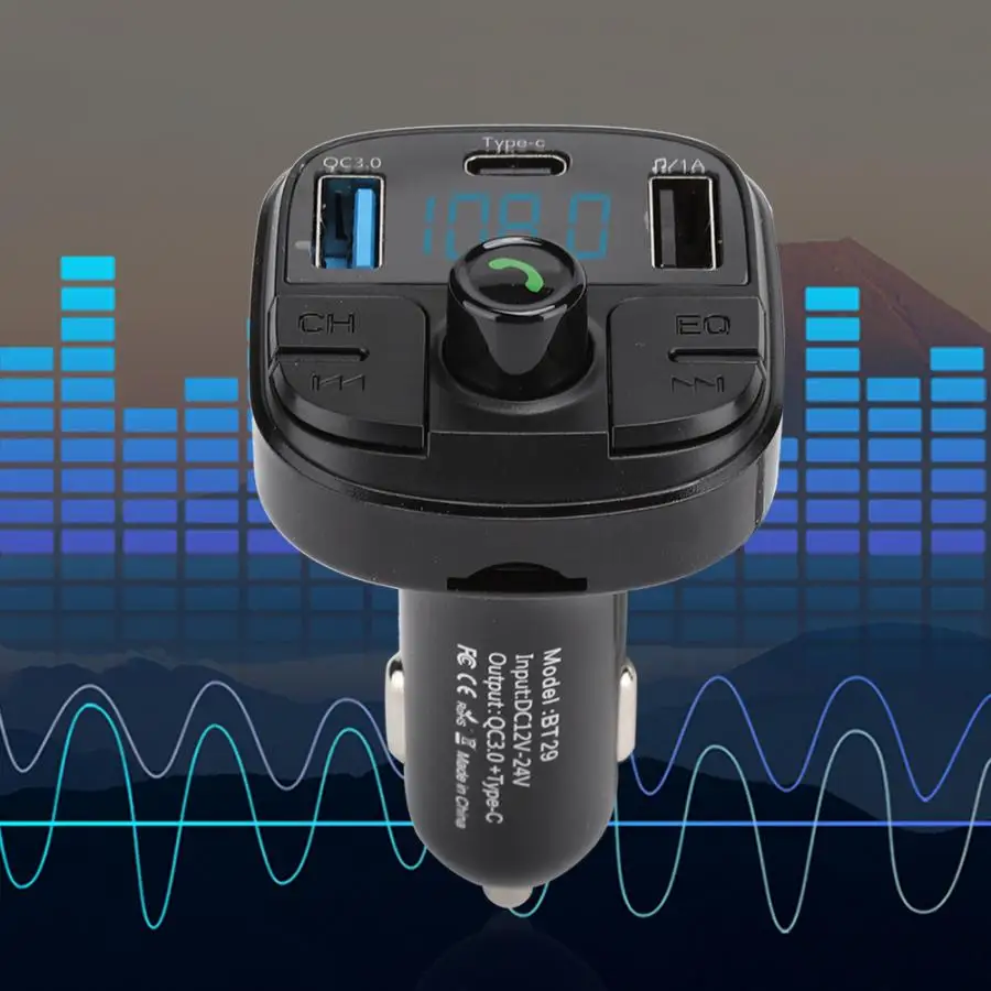 QC3.0 тип-c двойной USB BT29 Автомобильный Bluetooth 5,0 MP3 радио плеер для FLAC/WMA/APE fm-передатчик