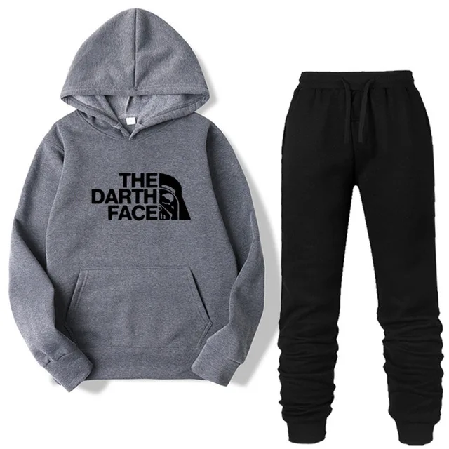 Dark grey-B Комплект из двух предметов, модная толстовка с Дартом, спортивная одежда для мужчин/женщин, спортивный костюм, толстовка с капюшоном, осенняя брендовая одежда, толстовки+ штаны, комплекты - Цвет: Dark grey-B
