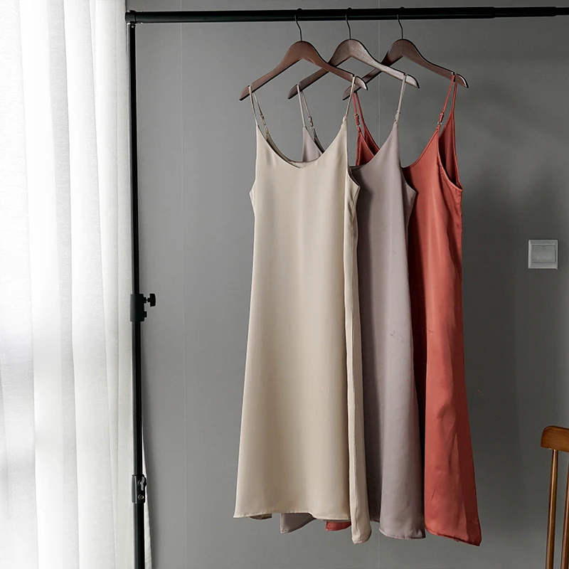Toppies 2020 Spring Summer Women Satin Dress party Luxury Shiny Sundress Imitation Silk Dress