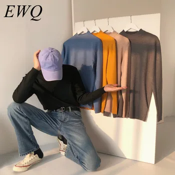 

EWQ / men's wear Men And Women all-match casual Knitting Pullover long sleeve t-shirt 2020 spring fashion new solid color 9Y973