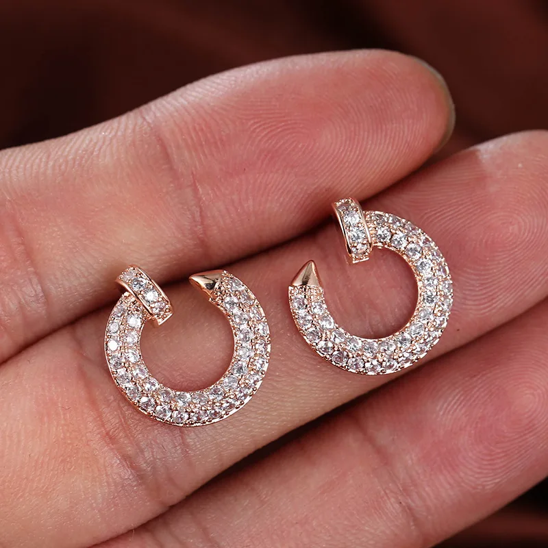 Dainty Female Crystal Heart Earrings Black Rose Gold Silver Color Stud  Earrings Simple White Zircon Wedding Earrings For Women - AliExpress