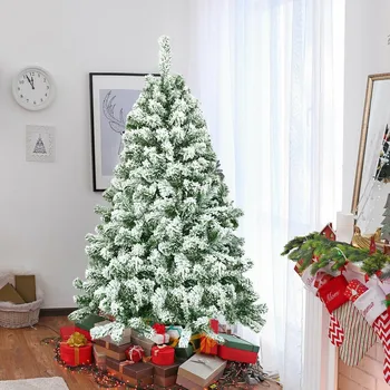 

4.5 Ft Snow Flocked Artificial Christmas Tree 400 Branch Tips High Quality PVC Material Foldable Metal Stand Indoor Decorations
