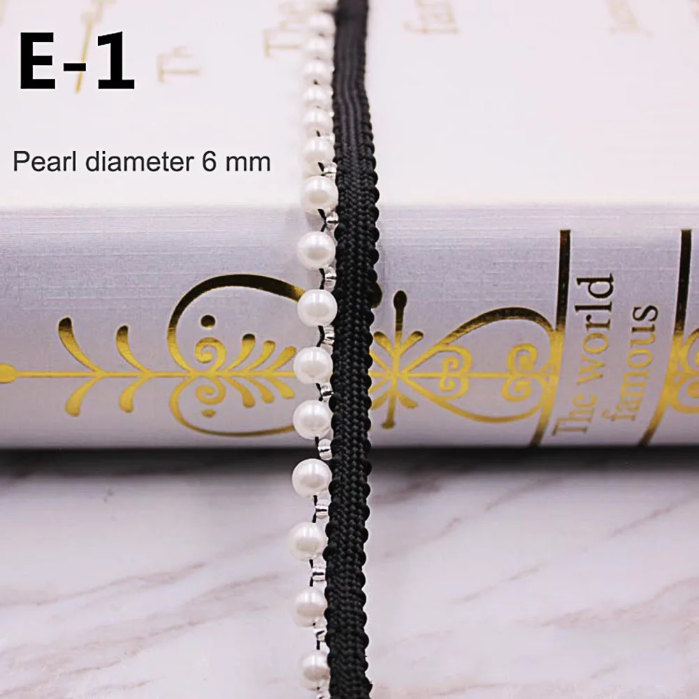 Yulakes 5 Yards Cinta De Perlas, Cinta De Encaje Con Perlas, Cinta