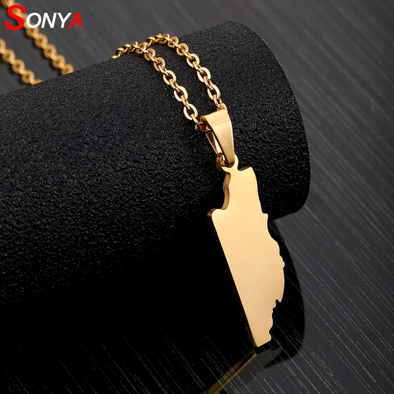 SONYA Stainless Steel Belize Map Pendant &amp Necklaces for Women Gold Color Charm Belize's Maps Jewelry Patriotic Gifts | Украшения и
