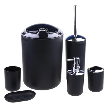 

2020 6-piece bathroom accessory set with a variety of color options. plastic