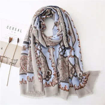 

Luxury Autumn and winter women's Print Fashion cotton material scarves lady Sunscreen silk beach shawl New style Cotton scarf