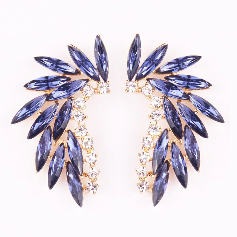 style 1 royal blue LUBOV, 2 стиля, цветные серьги-гвоздики с крыльями, акриловый кристаллический камень, женские серьги для пирсинга, модные свадебные украшения, рождественский подарок - Окраска металла: style 1 royal blue